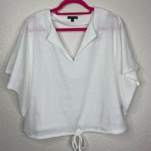 White Semi-Cropped Top